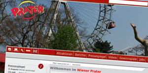 krytie: Internetová stránka zábavného parku Prater vo Viedni.