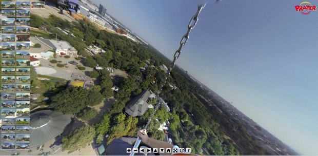 360-stupňový pohľad z Praterturmu na viedenský Práter