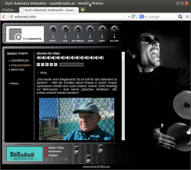Webová stránka soundtracks.at s článkom, videom a portrétom hudobníka
