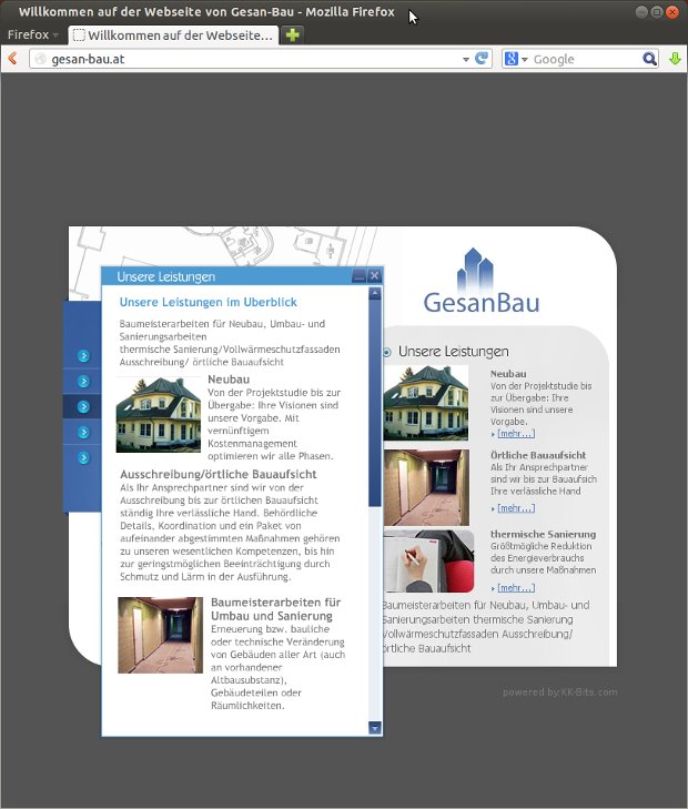 Stránka služieb Gesan Bau s fotografiami stavebných projektov