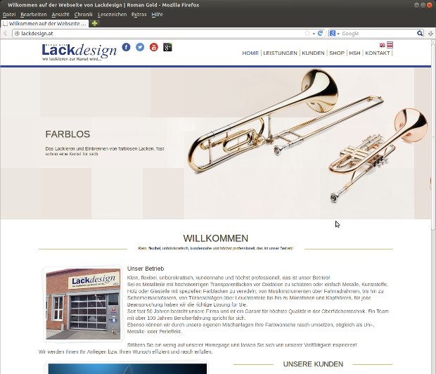 Úvodná stránka Lackdesign s lakovanými kovovými dielmi