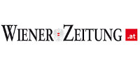 Nápis Wiener Zeitung s červeným symbolom AT