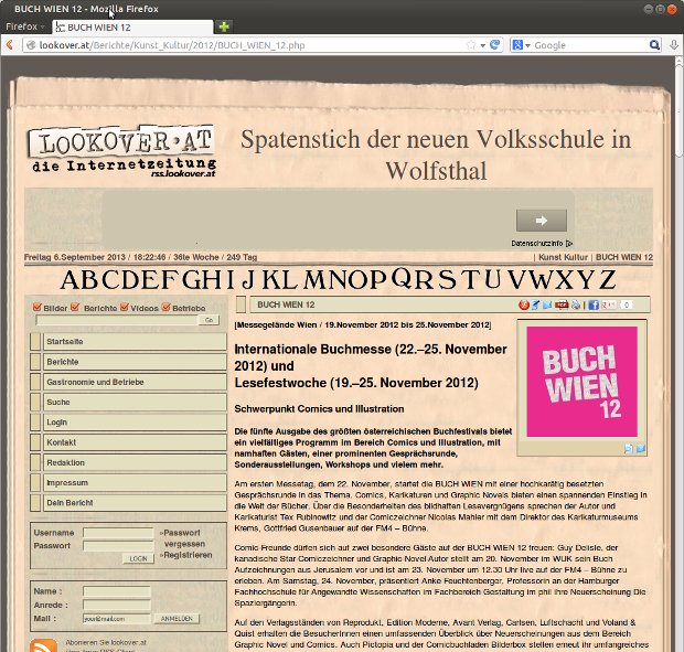 Článok Lookover o podujatí Buch Wien 2012 s textom a logom podujatia