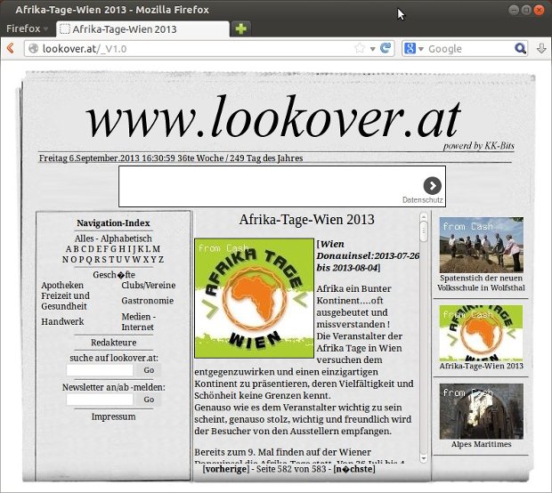 Starší dizajn Lookover s novinovým rozložením a článkami
