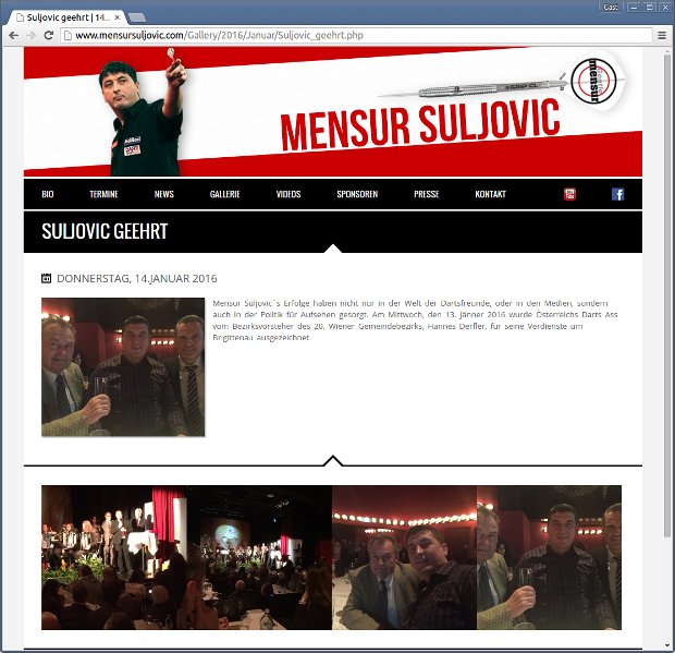 Webová stránka Mensura Suljovica so správami a fotogalériou