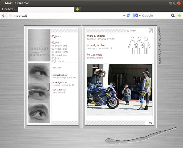 Webová stránka fotografa Mopic s fotografiou motoristického športu