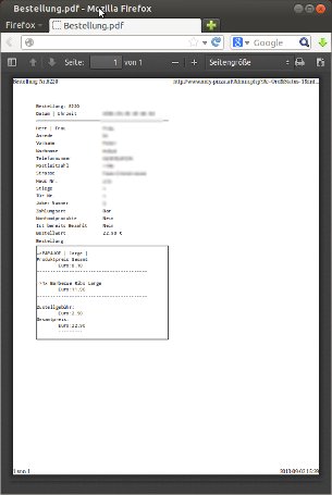 Exportovaný objednávkový dokument Only Pizza vo formáte PDF