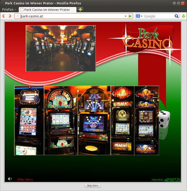 Úvodná stránka Park Casino s hracími automatmi a červeno-zeleným dizajnom