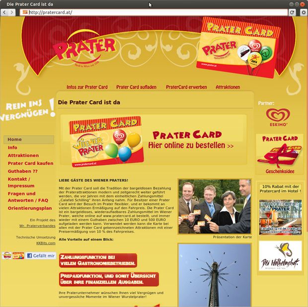 E-shop Pratercard s informáciami o karte a motívmi viedenského Prátra