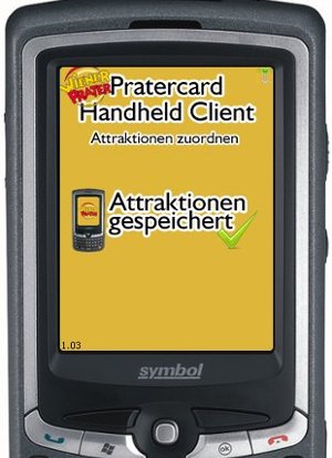 Ručné zariadenie Pratercard s potvrdením uloženia atrakcií